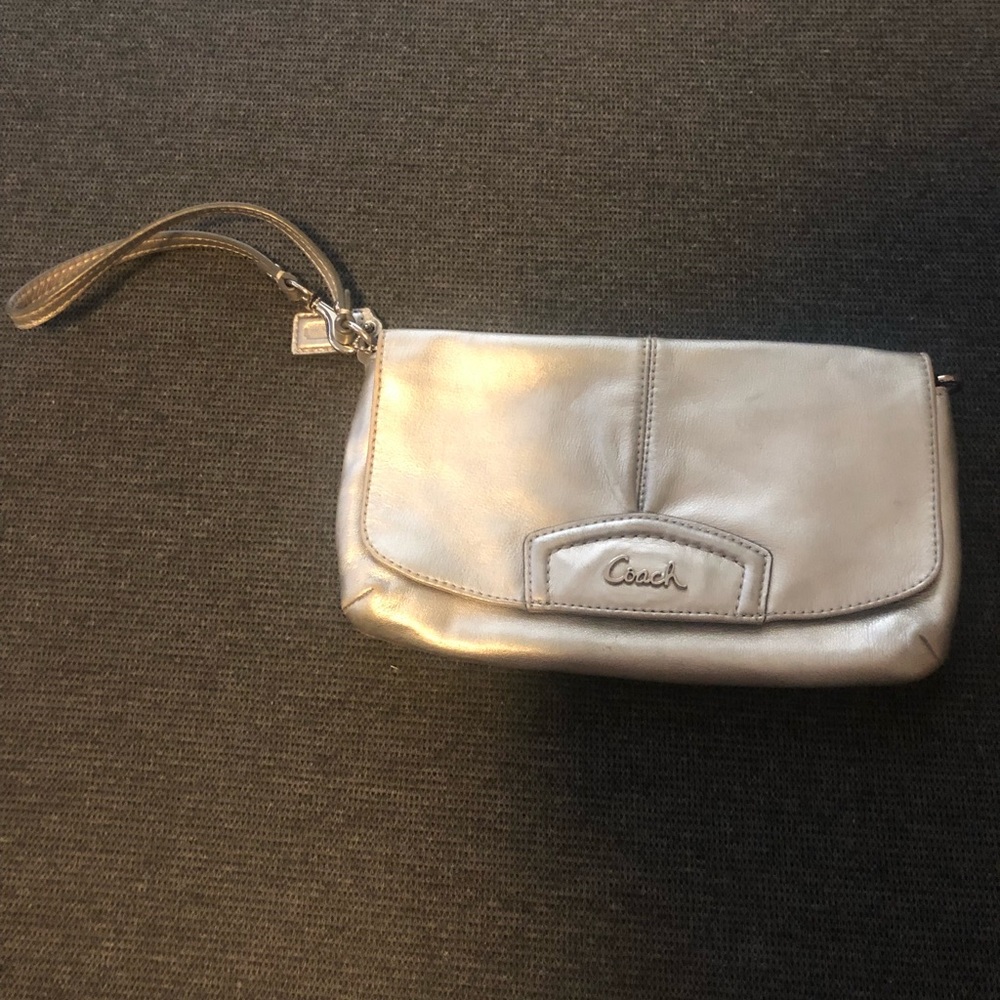 Silver Coach Wristlet